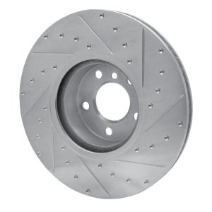 BMW X4 Brake Rotor (1) - Front - R1 Concepts - Drilled & Slotted - Silver - `16-`18
